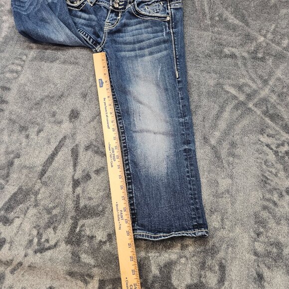 Vigoss The New York Capri Denim Jeans Womens 5/6 bling contrast stitching - Picture 11 of 12